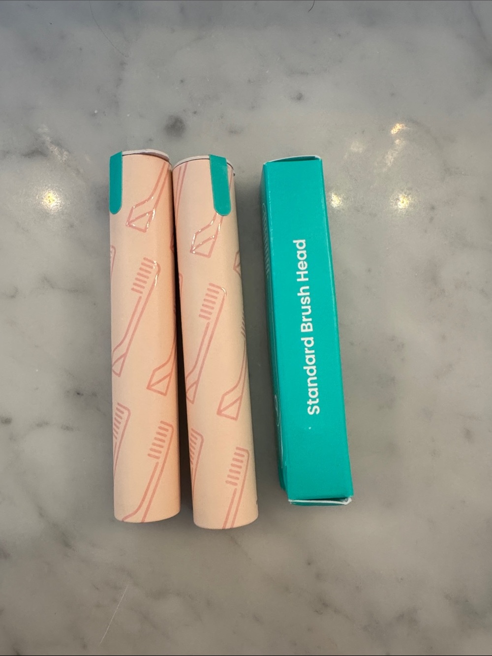 Quip Replacement Brush Heads (Standard) - 2 Pack Pink & 1 Green Stripe